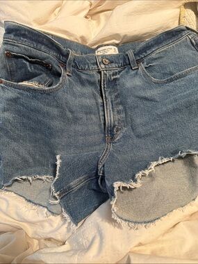 Abercrombie & Fitch Distressed Light Blue Denim Jean Shorts